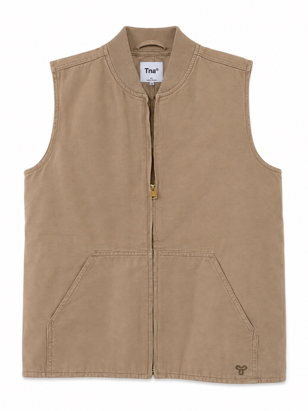 Aritzia TNA Sleeveless Zip Vest Tan XS